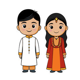 矢量人物结婚的印度男女