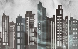 抽象城市建筑电视沙发背景墙