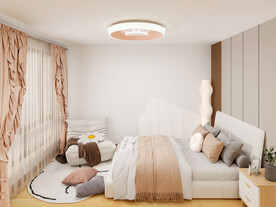 高清室内设计奶油风卧室效果图