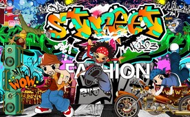 街头嘻哈涂鸦餐饮音乐酒吧背景墙