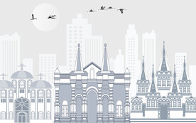 清雅城市建筑背景墙