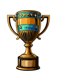 手绘奖杯卡通矢量线条轮廓CDR