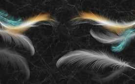 现代轻奢黑色大理石羽毛背景墙