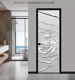 高清分层透明底平开门玻璃打印图