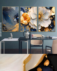 欧式现代手绘奢华立体花卉装饰画