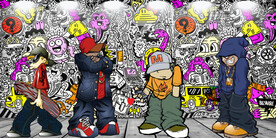 嘻哈涂鸦工装背景墙