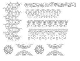 敦煌花纹矢量线稿