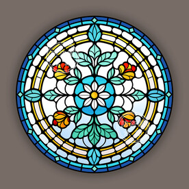 教堂蒂凡尼彩晶玻璃圆形贴膜图案