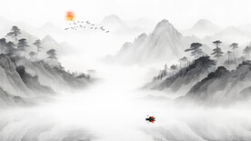 卧室山水画背景墙