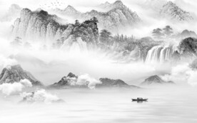 现代 清晰中式山水 TIF分层