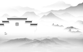 客厅 大气灰色山水 TIF分层