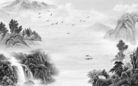 最新 大气灰色山水 TIF分层