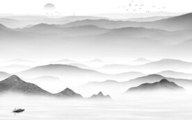 高端 大气灰色山水 TIF分层