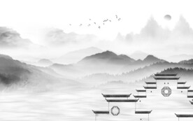 简约 淡雅灰色山水 TIF分层