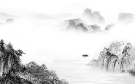 大气 淡雅灰色山水 TIF分层