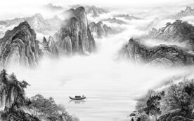 极简 新传灰色山水 TIF分层