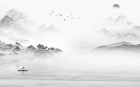 淡雅 新中式灰山水 TIF分层