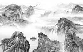 高清 淡雅灰山水画 TIf分层