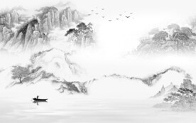 别墅 新款灰山水画 TIf分层