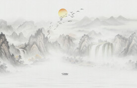 禅意水墨山水画