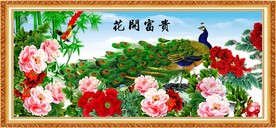 花开富贵 孔雀图