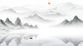 大厅背景墙山水画