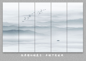 中式屏风隔断山水画