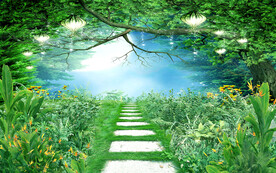 荫路3d走道风景背景墙