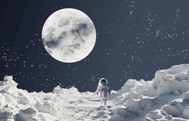 宇航员月球星空背景墙