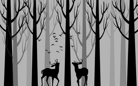 北欧小清新树林麋鹿背景墙