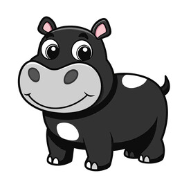 矢量动物可爱的小河马