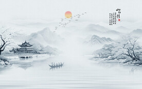 水墨江南山水画