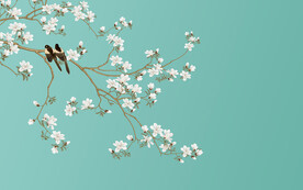 古画工笔花鸟屏风