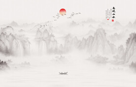 餐厅意境水墨画