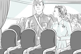 插画外国军人情侣