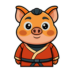 矢量动物憨态可掬的小猪