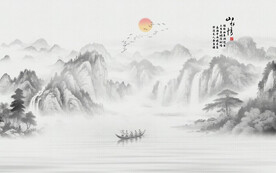 新中式意境山水水墨画