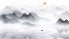 禅意山水水墨画