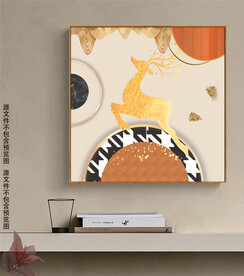 现代轻奢一鹿高升发财鹿装饰画