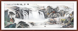 山水画国画瀑布