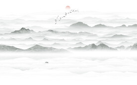 简约客厅意境山水画背景墙