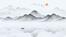 水墨山水电视沙发背景