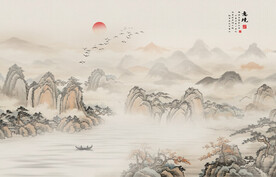 工笔国画山水画