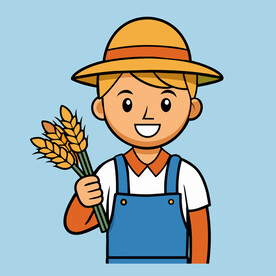 矢量人物手拿麦穗的农民