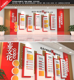 红色企业文化墙