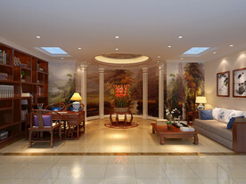 室内设计会中式客厅效果图