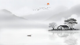 水墨画风景意境背景