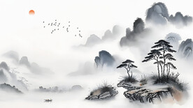 水墨风景山水电视背景墙