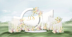 户外婚礼白绿婚礼婚礼效果图