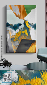 现代简约抽象色块手绘油画装饰画